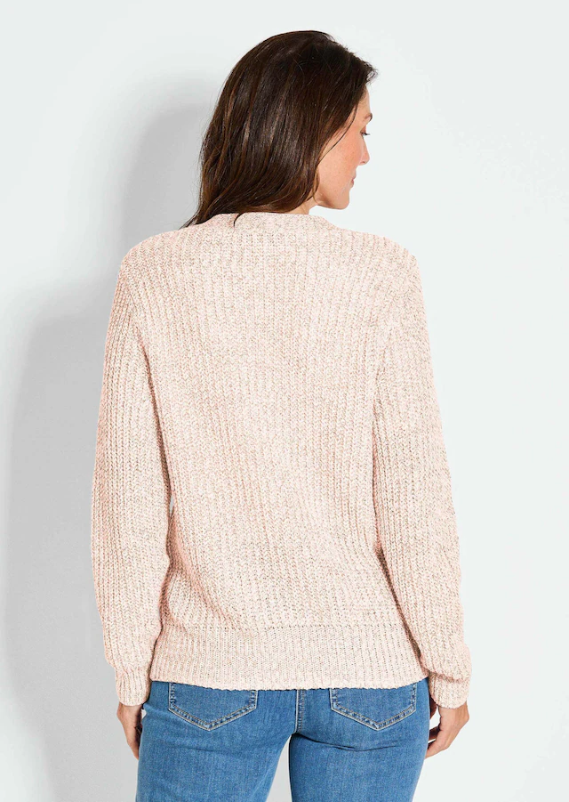 GOLDNER Strickjacke »Kurzgröße Langarm Strickjacke mit V-Ausschnitt« Knopfleiste