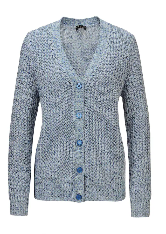 GOLDNER Strickjacke »Kurzgröße Langarm Strickjacke mit V-Ausschnitt« Knopfleiste