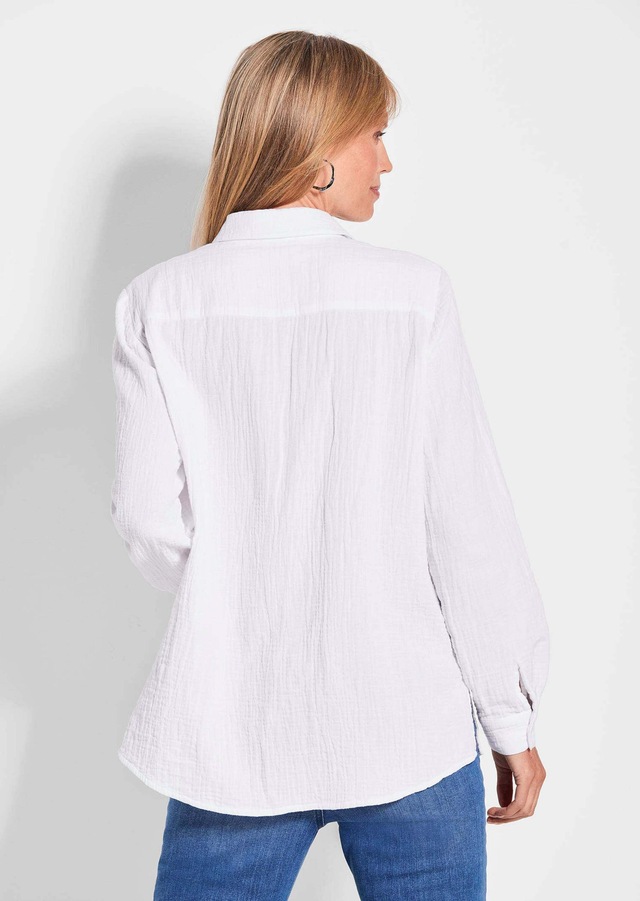 GOLDNER Hemdbluse »Verlängerte Langarm Musselin-Bluse« überaus hautfreundliche Qualität