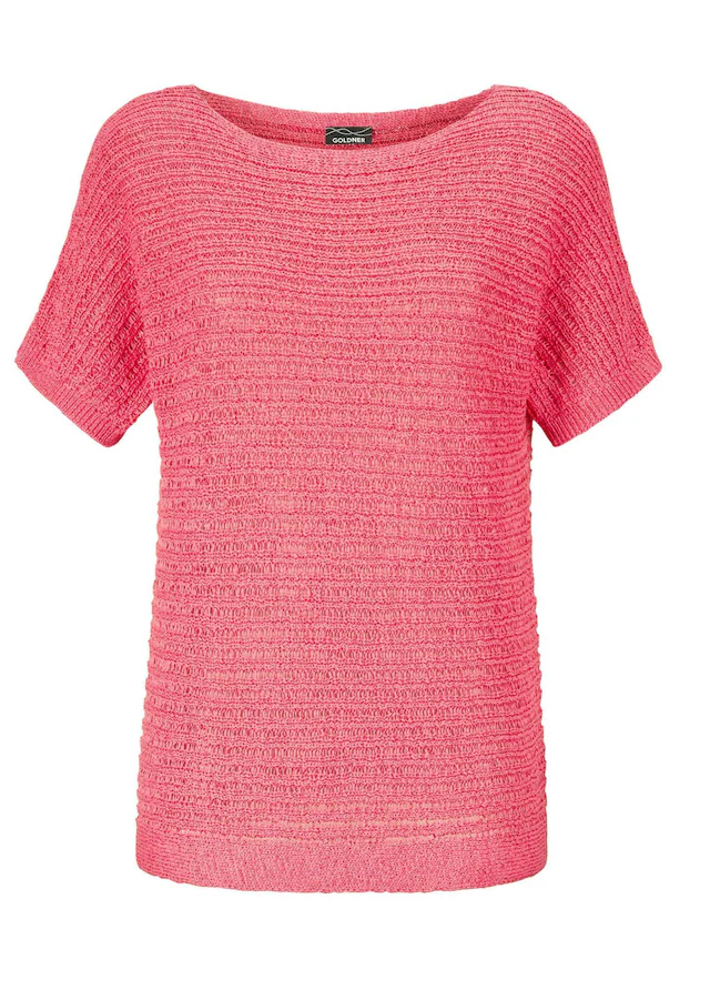 GOLDNER Rundhalspullover »Kurzarm-Pullover mit Rippen« Raffinierte Details