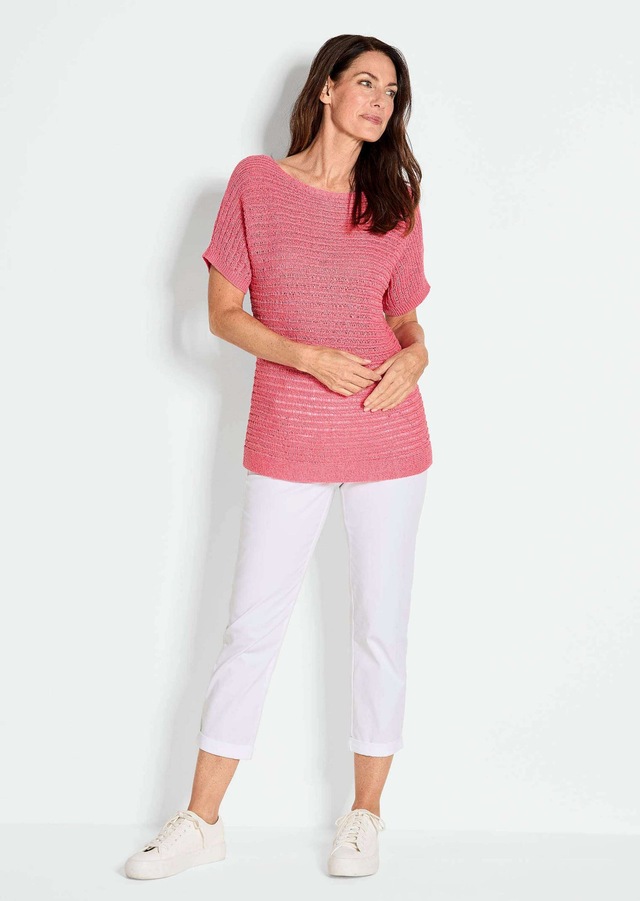 GOLDNER Rundhalspullover »Kurzarm-Pullover mit Rippen« Raffinierte Details