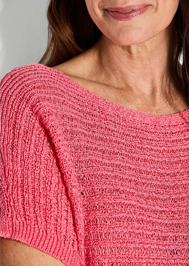 GOLDNER Rundhalspullover »Kurzarm-Pullover mit Rippen« Raffinierte Details