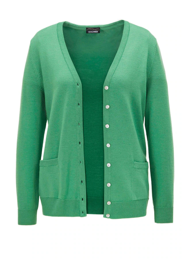 GOLDNER Strickjacke »Uni Merino-Cardigan Langarm« Reine Merinowolle