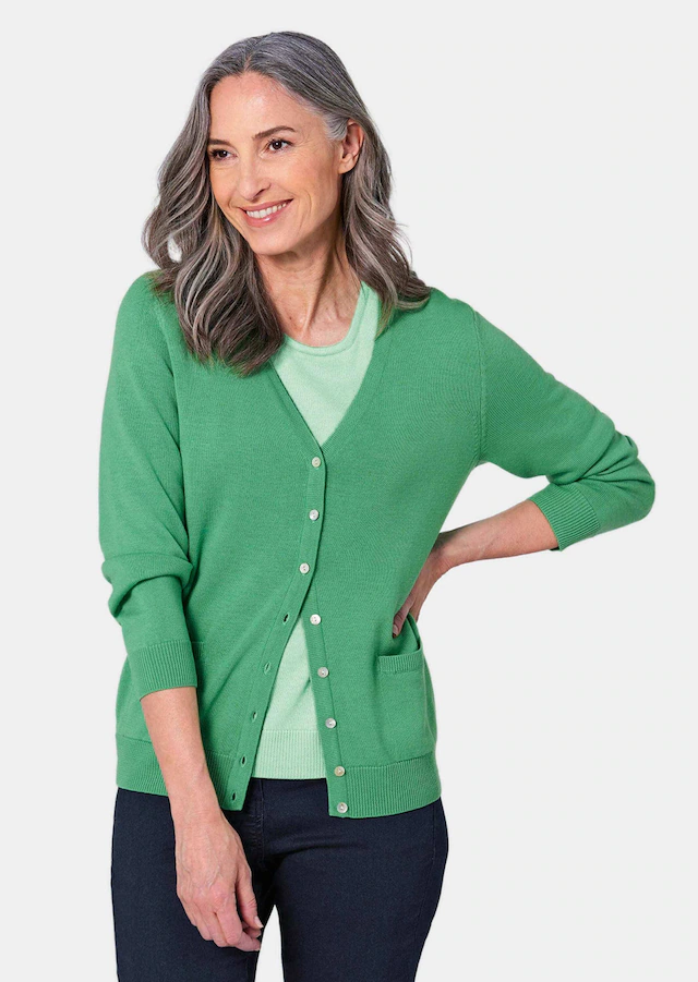 GOLDNER Strickjacke »Uni Merino-Cardigan Langarm« Reine Merinowolle