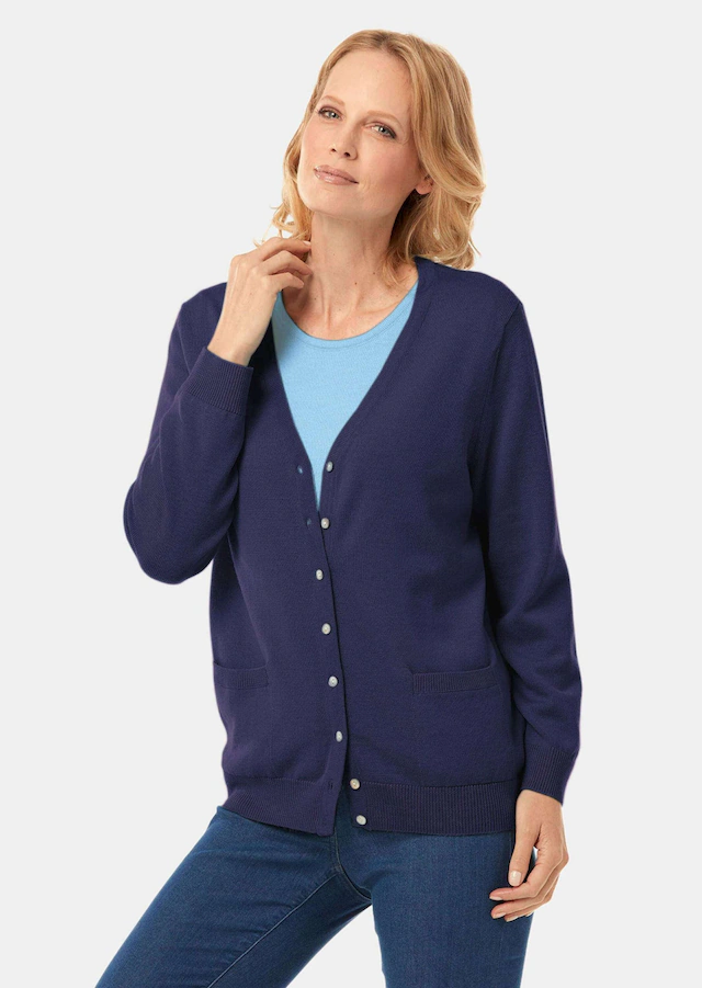 GOLDNER Strickjacke »Uni Merino-Cardigan Langarm« Reine Merinowolle