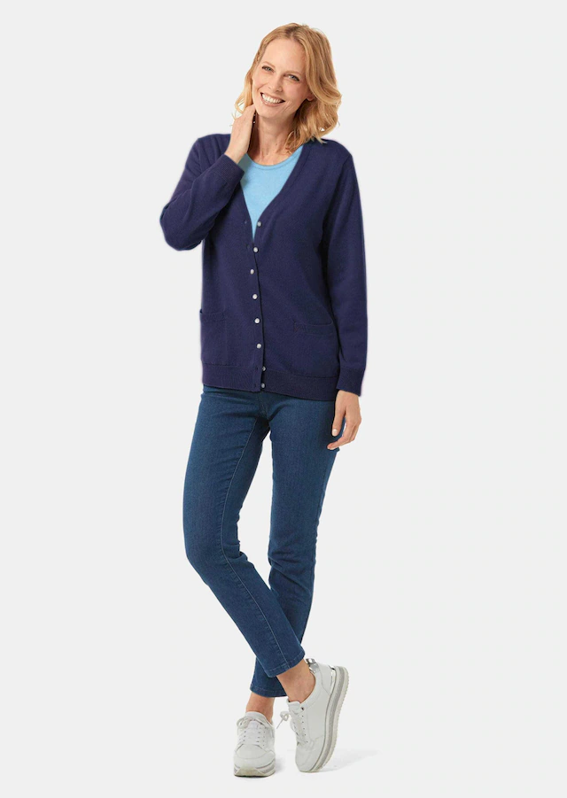 GOLDNER Strickjacke »Uni Merino-Cardigan Langarm« Reine Merinowolle