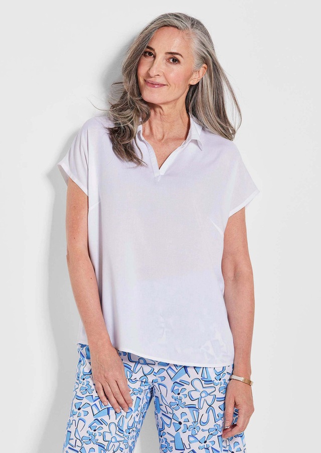 GOLDNER Klassische Bluse »Kurzgröße Uni Bluse mit Hemdkragen« superangenhme fliessende Viskose