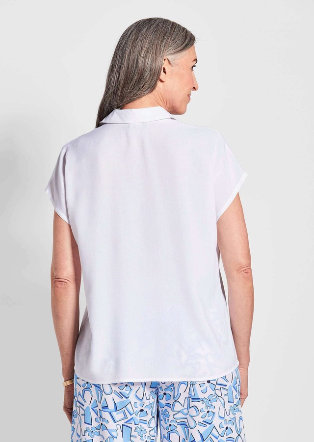 GOLDNER Klassische Bluse »Kurzgröße Uni Bluse mit Hemdkragen« superangenhme fliessende Viskose