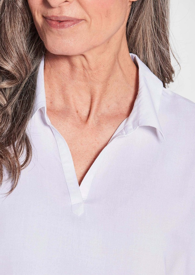 GOLDNER Klassische Bluse »Kurzgröße Uni Bluse mit Hemdkragen« superangenhme fliessende Viskose