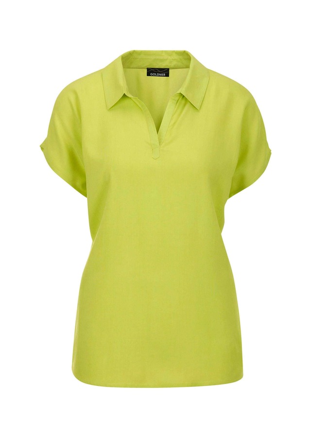 GOLDNER Klassische Bluse »Kurzgröße Uni Bluse mit Hemdkragen« superangenhme fliessende Viskose