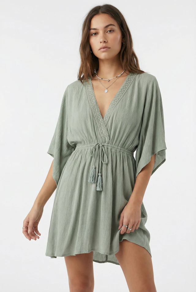 O'Neill Strandkleid »ESSENTIALS TOKEENA COVER UP« mit Kordelzug mit Quasten, aus Viskose, lockerer Schnitt