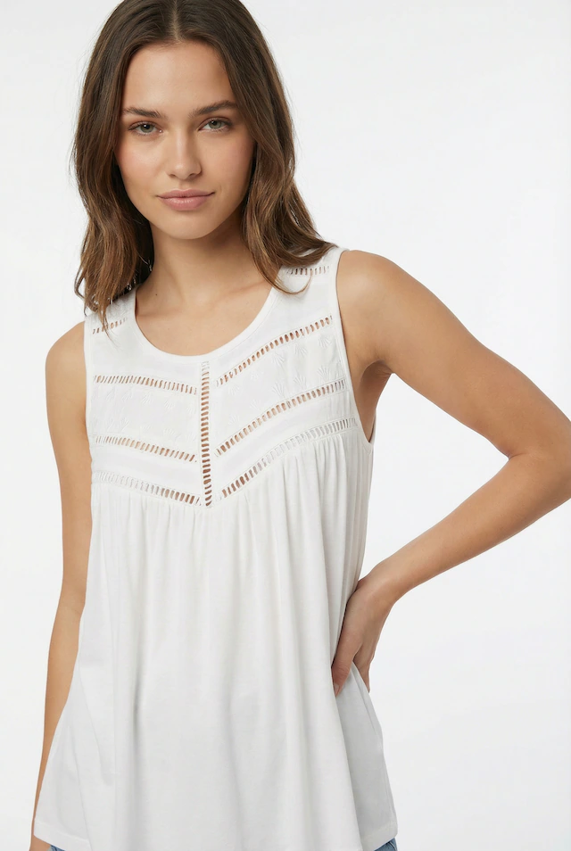 O'Neill Tanktop »ESSENTIALS TOKEENA TANKTOP« mit bestickten Einsätzen am U-Ausschnitt, normale Passform