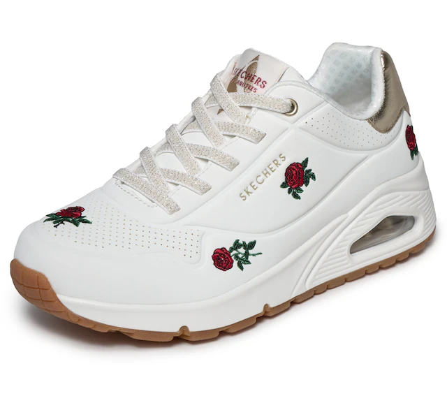 Skechers Sneaker »UNO-CHAMPAGNE & ROSES« Freizeitsneaker, Halbschuh mit Rosen-Stickerei