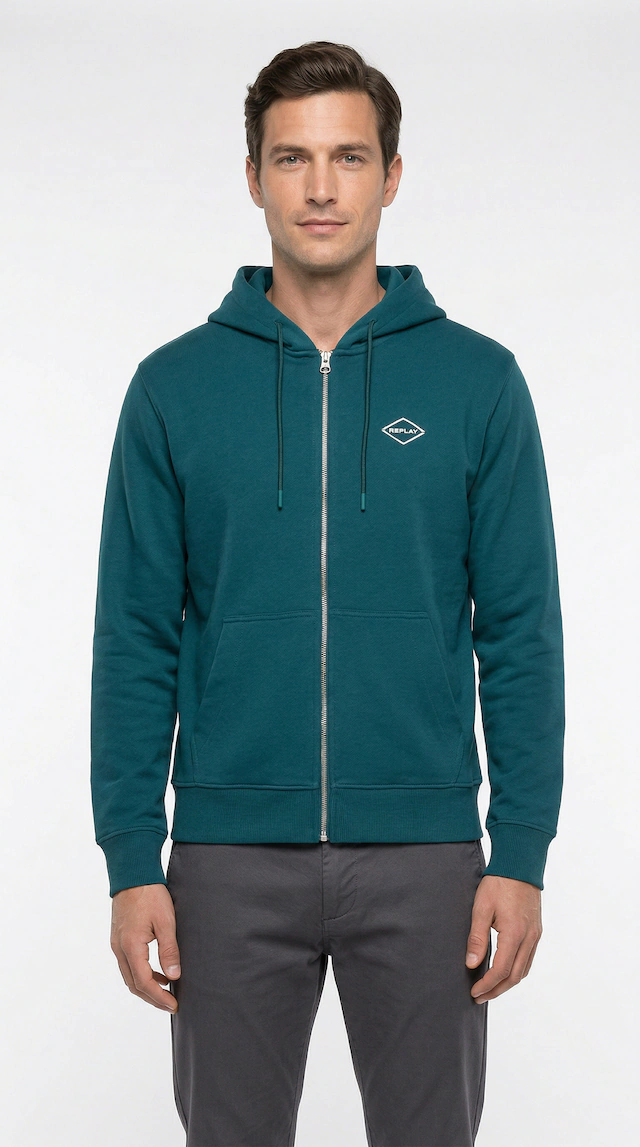 Replay Kapuzensweatjacke aus Baumwolle, Regular Fit
