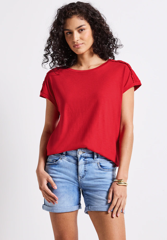 STREET ONE STUDIO T-Shirt aus elastischem Materialmix