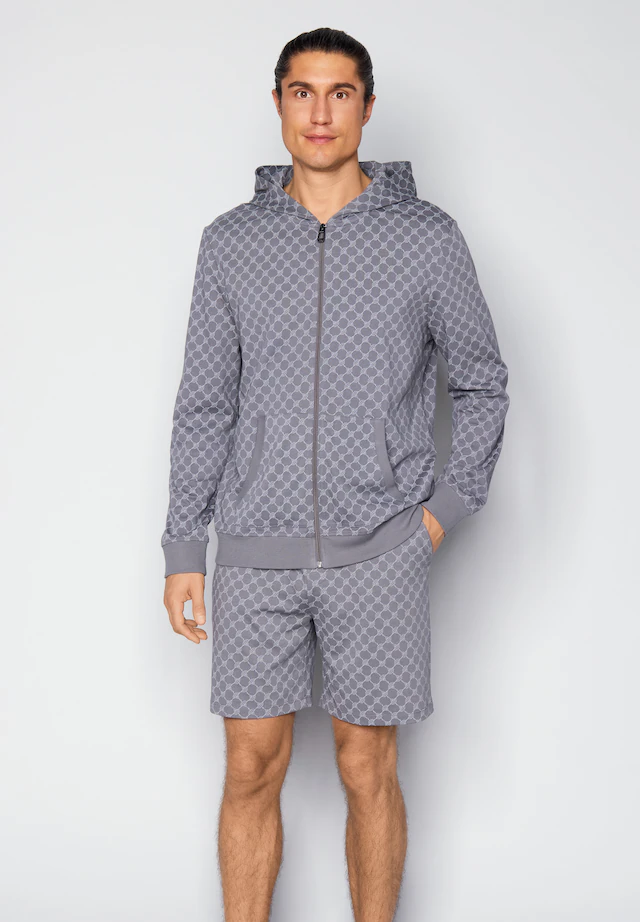 JOOP! Sweatjacke mit Cornflower-Print allover und Kapuze