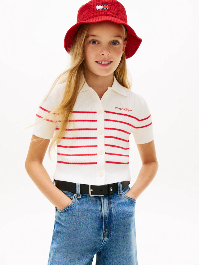 Tommy Hilfiger Strickjacke »SWEATER RIB POLO SS« Kinder bis 16 Jahre, regular fit