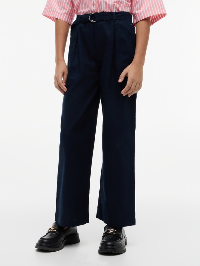 Tommy Hilfiger Bundfaltenhose »PLEATED LINEN PANT BELT« Kinder bis 16 Jahre, Leinen-Mix, mit Gürtel