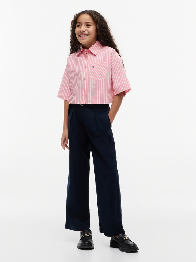 Tommy Hilfiger Bundfaltenhose »PLEATED LINEN PANT BELT« Kinder bis 16 Jahre, Leinen-Mix, mit Gürtel