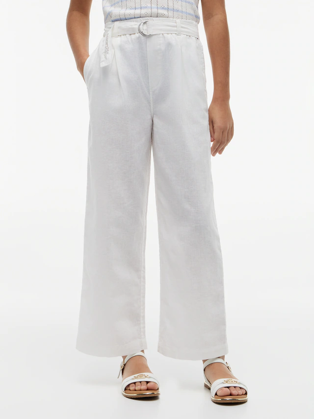 Tommy Hilfiger Bundfaltenhose »PLEATED LINEN PANT BELT« Kinder bis 16 Jahre, Leinen-Mix, mit Gürtel