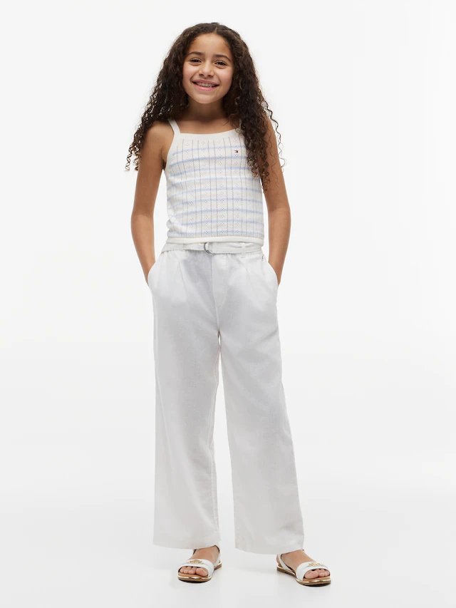 Tommy Hilfiger Bundfaltenhose »PLEATED LINEN PANT BELT« Kinder bis 16 Jahre, Leinen-Mix, mit Gürtel