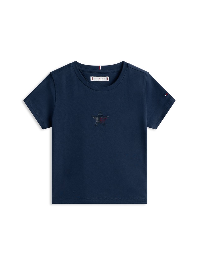 Tommy Hilfiger T-Shirt »STAR FLAG TEE SHORT SLEEVE« Kinder bis 16 Jahre, Logo mit Strass-Steinen
