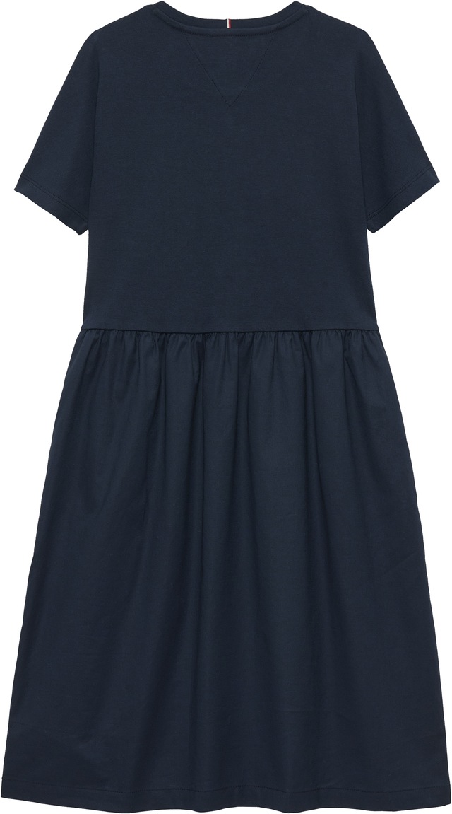 Tommy Hilfiger Jerseykleid »MIX MEDIA DRESS SHORT SLEEVE« Eingrifftaschen Kinder bis 16 Jahre, geraffte Taille, Relaxed Fit
