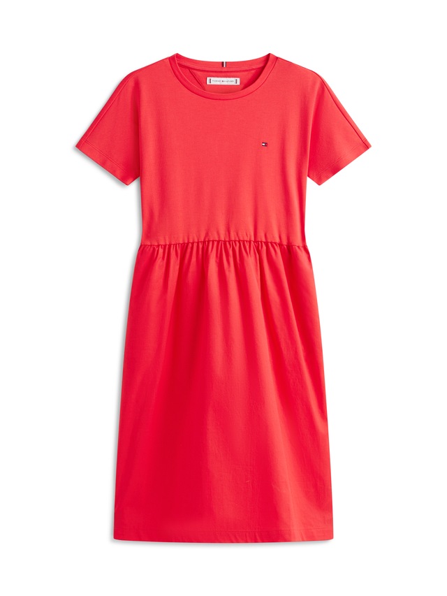 Tommy Hilfiger Jerseykleid »MIX MEDIA DRESS SHORT SLEEVE« Eingrifftaschen Kinder bis 16 Jahre, geraffte Taille, Relaxed Fit