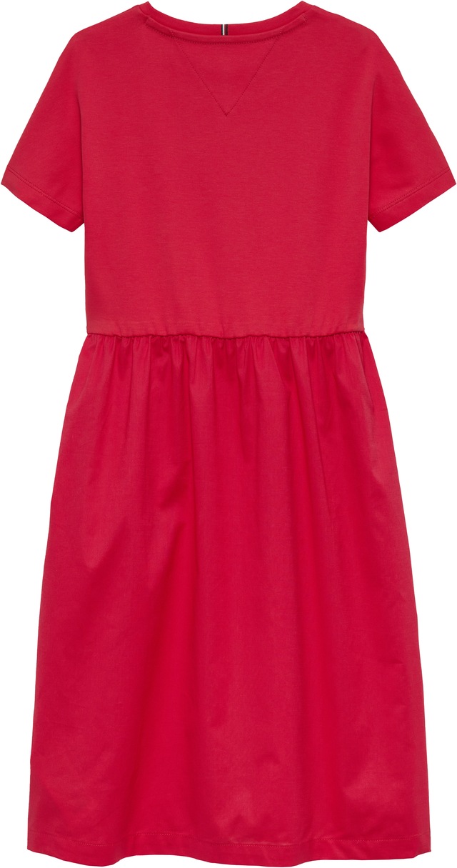 Tommy Hilfiger Jerseykleid »MIX MEDIA DRESS SHORT SLEEVE« Eingrifftaschen Kinder bis 16 Jahre, geraffte Taille, Relaxed Fit