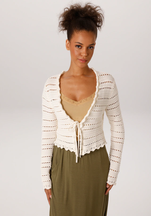 Aniston CASUAL Strickjacke im trendigen Ajour-Muster-Mix