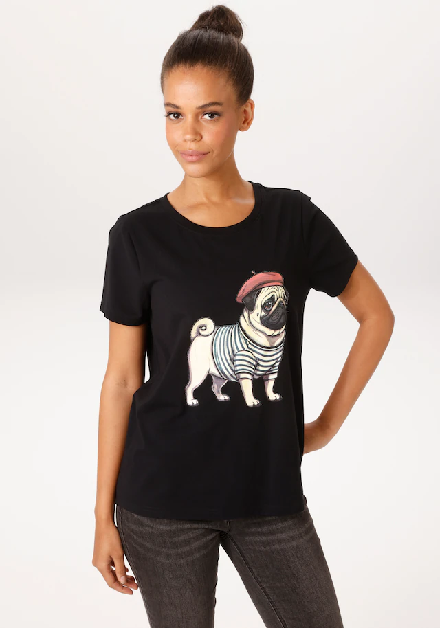 Aniston CASUAL T-Shirt mit Dackel oder Mops bedruckt - du hast die Wahl
