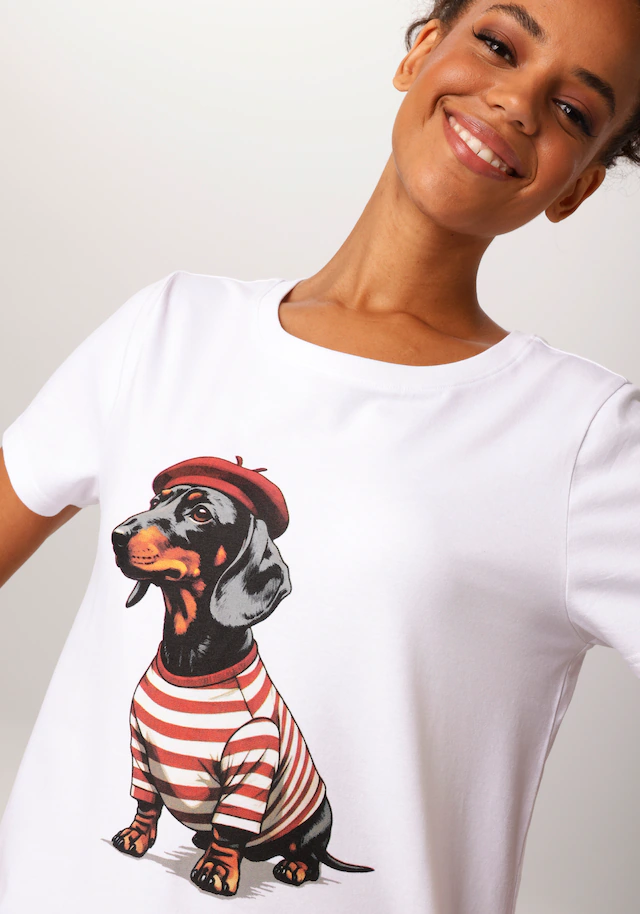 Aniston CASUAL T-Shirt mit Dackel oder Mops bedruckt - du hast die Wahl