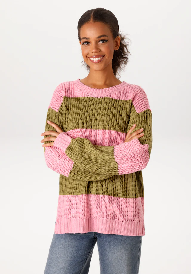 Aniston CASUAL Strickpullover im Colorblocking mit breiten Streifen