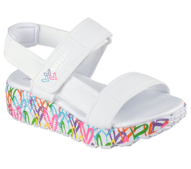 Skechers Sandale »UNO LITE SANDAL-SUNNY LOVE« Sommerschuh, Klettschuh mit Plateau, Größenschablone zum Download
