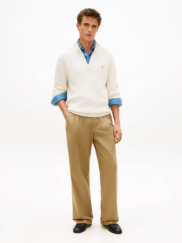 Tommy Hilfiger Strickpullover »SEASONAL STRUCTURE ZIP MOCK« Regular fit mit Troyerkragen