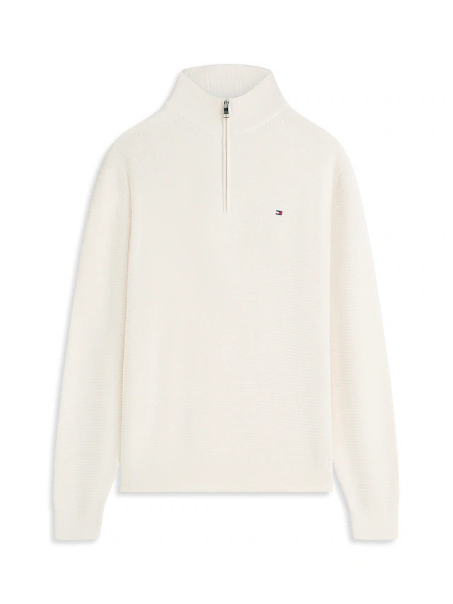 Tommy Hilfiger Strickpullover »SEASONAL STRUCTURE ZIP MOCK« Regular fit mit Troyerkragen