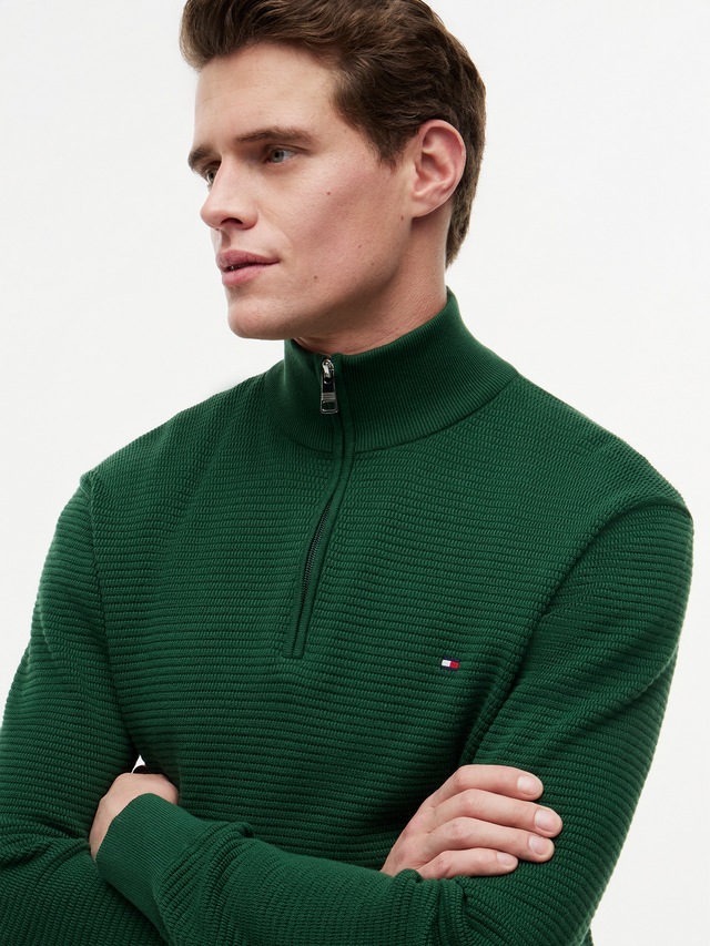 Tommy Hilfiger Strickpullover »SEASONAL STRUCTURE ZIP MOCK« Regular fit mit Troyerkragen