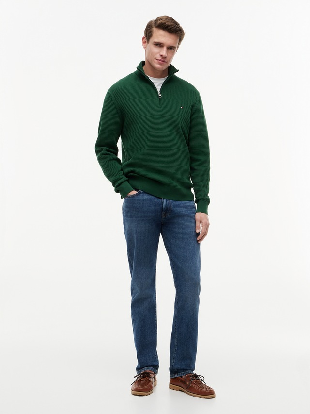 Tommy Hilfiger Strickpullover »SEASONAL STRUCTURE ZIP MOCK« Regular fit mit Troyerkragen