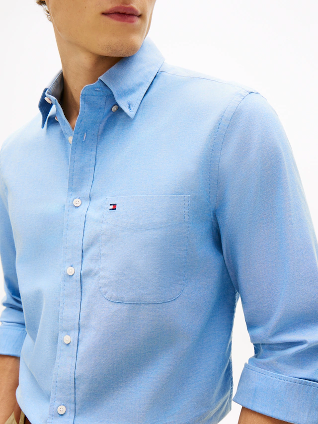 Tommy Hilfiger Langarmhemd »LIGHT OXFORD SOLID Slim Fit«