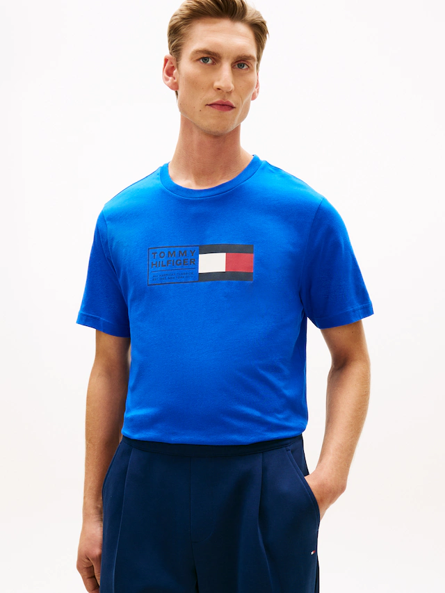 Tommy Hilfiger T-Shirt »BRAND LOVE TEXT BOX« regular fit, gerippter Rundhals