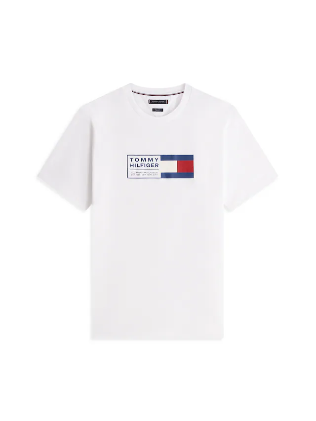 Tommy Hilfiger T-Shirt »BRAND LOVE TEXT BOX« regular fit, gerippter Rundhals