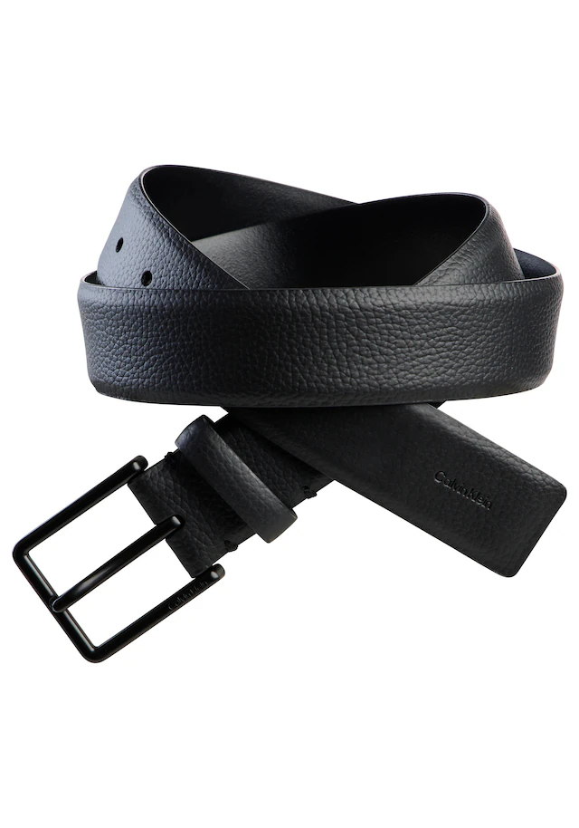 Calvin Klein Ledergürtel »WARMTH BUCKLE PEBBLE 35MM FIXED« Größenverstellbar mit Metallschließe