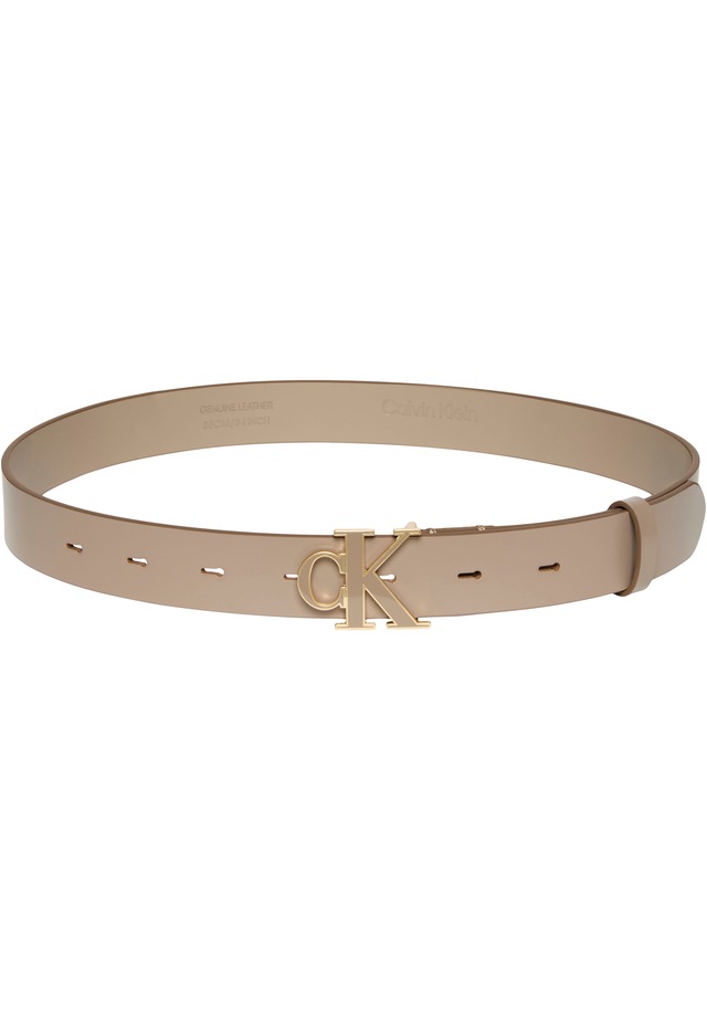 Calvin Klein Ledergürtel »ROUND CK BUCKLE 30MM BELT INLAY« Größenverstellbar mit Metallschließe