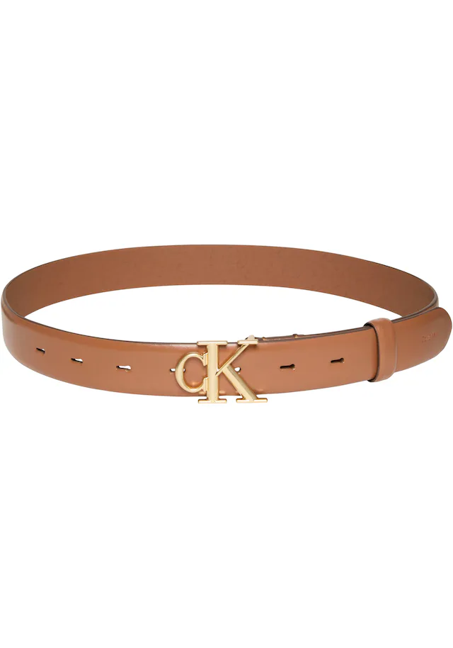 Calvin Klein Ledergürtel »ROUND CK BUCKLE 30MM BELT SMOOTH« Größenverstellbar mit Metallschließe