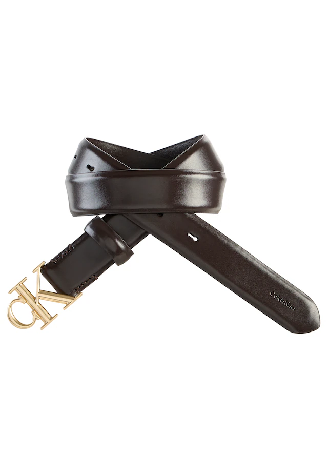 Calvin Klein Ledergürtel »ROUND CK BUCKLE 30MM BELT SMOOTH« Größenverstellbar mit Metallschließe