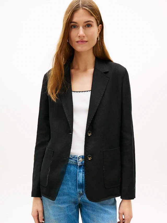 Tommy Hilfiger Kurzblazer »NEW ESS LINEN REG SB BLAZER« mit aufgesetzten Taschen