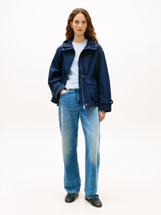Tommy Hilfiger Outdoorjacke »COTTON NYLON UTILITY SHORT PARKA« mit Kapuze mit verdecktem Reißverschluss