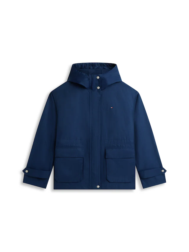 Tommy Hilfiger Outdoorjacke »COTTON NYLON UTILITY SHORT PARKA« mit Kapuze mit verdecktem Reißverschluss
