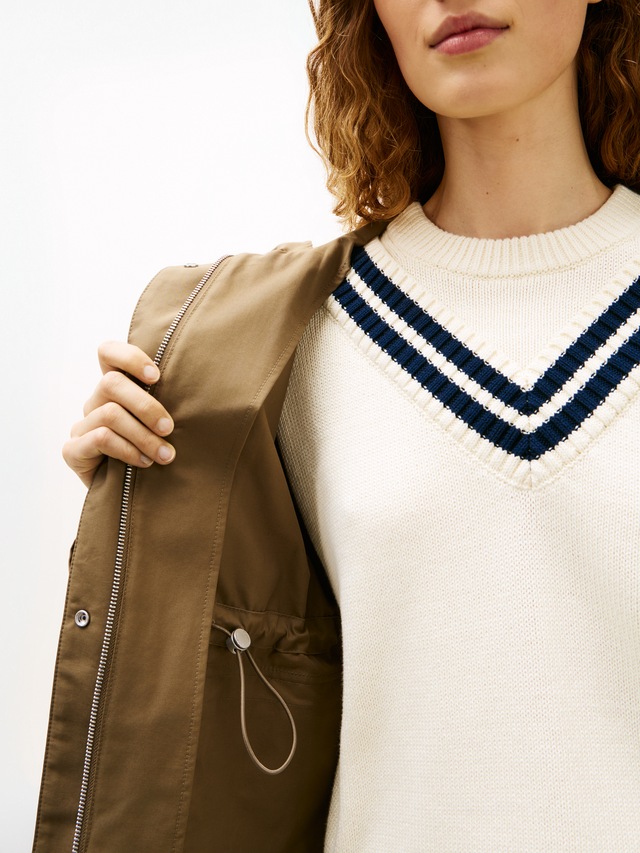 Tommy Hilfiger Outdoorjacke »COTTON NYLON UTILITY SHORT PARKA« mit Kapuze mit verdecktem Reißverschluss