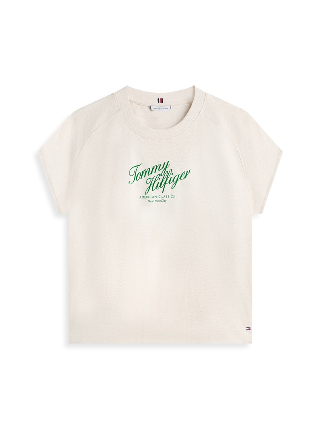 Tommy Hilfiger Kurzarmshirt »SEASONAL SCRIPT CAP SLV TEE« mit Raglanärmeln, Relaxed Fit